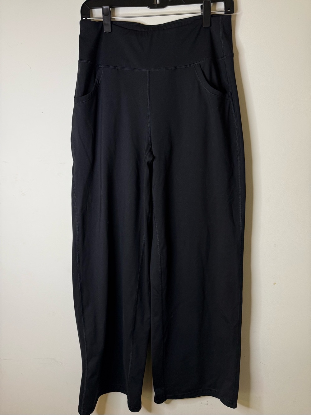 High-Rise Black Wide-Leg Pull-On Pants